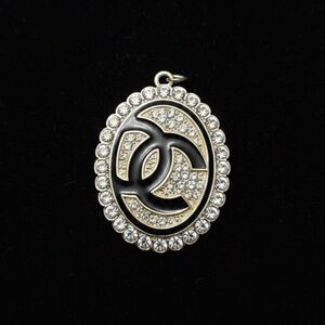 Authentic Stamped Gold & Crystal Zipper Pull Pendant Charm